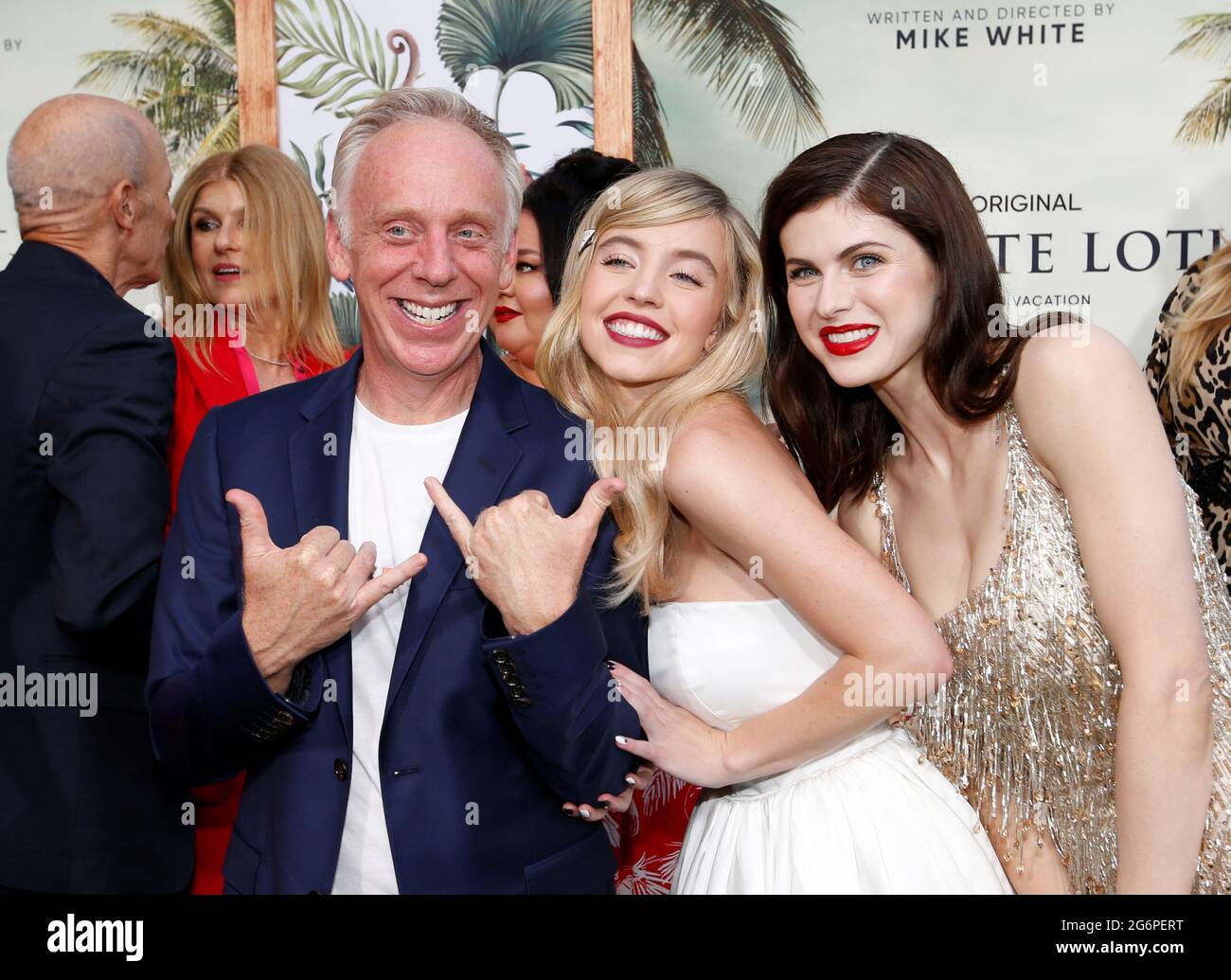 Director Mike White poses with cast members Sydney Sweeney and