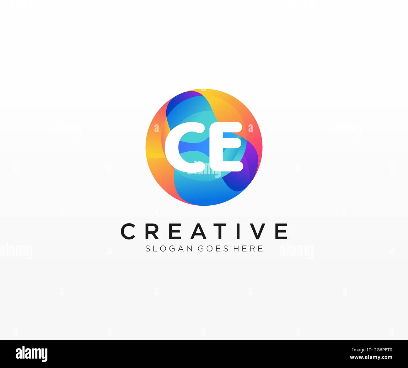 CE initial logo With Colorful Circle template Stock Vector