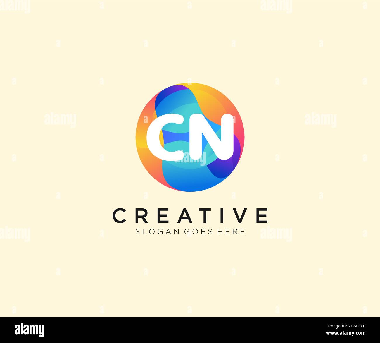 CN initial logo With Colorful Circle template Stock Vector