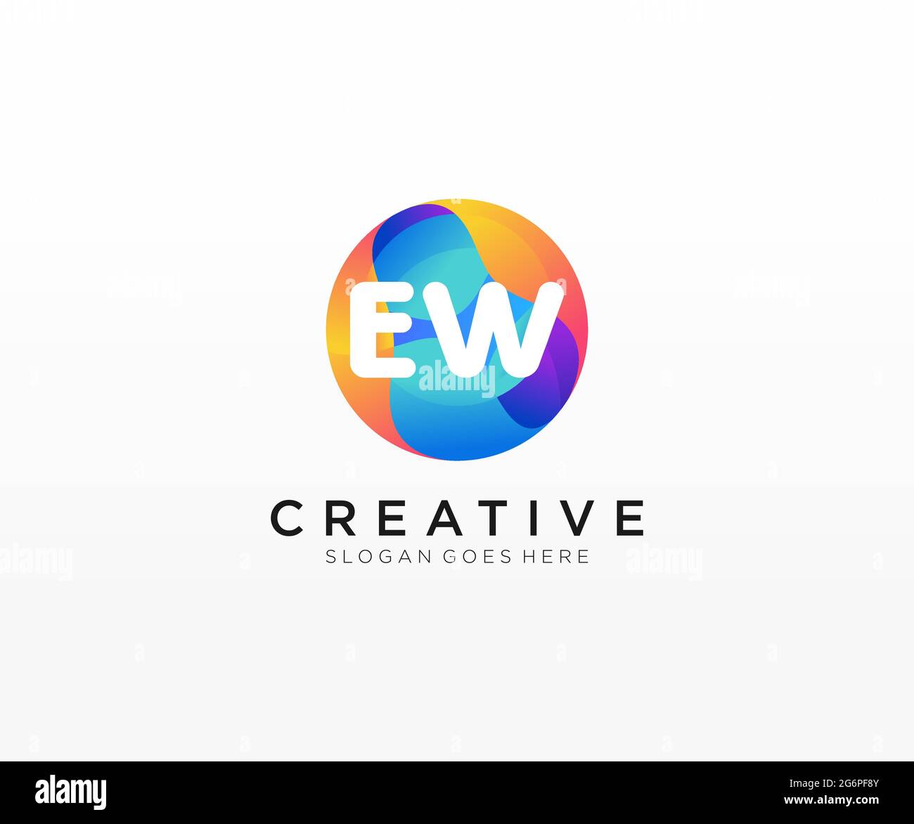 EW initial logo With Colorful Circle template Stock Vector