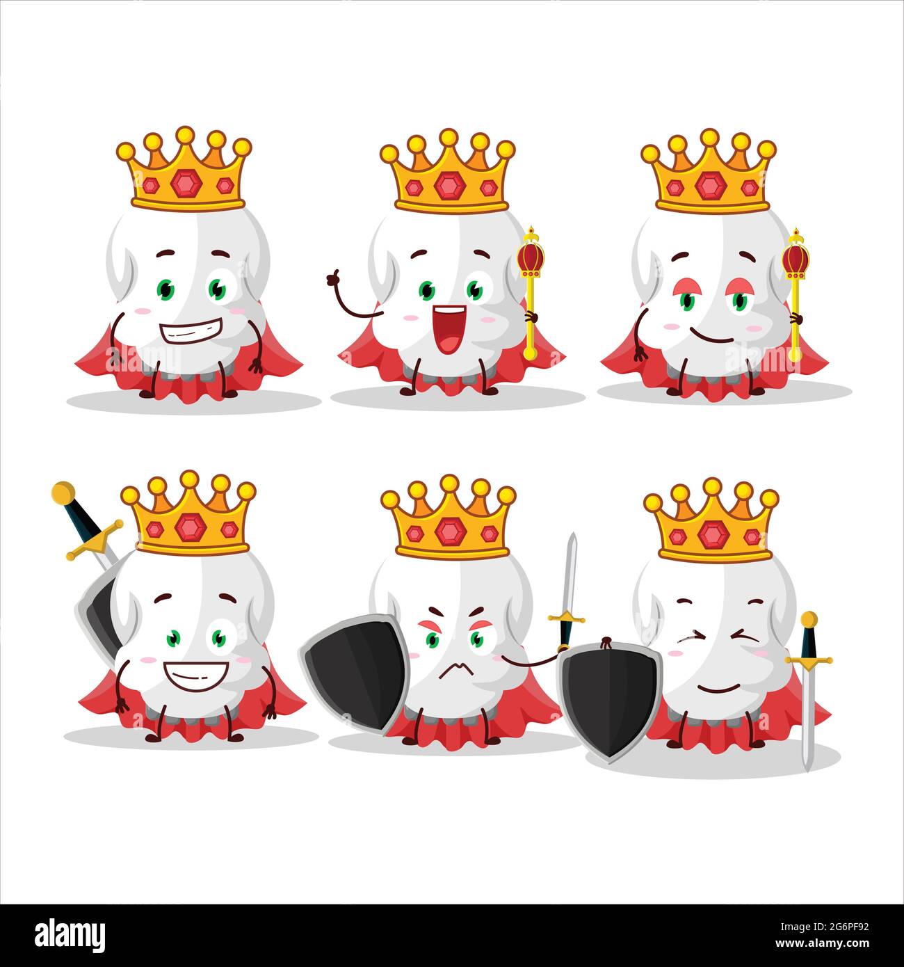 A Charismatic King skull cartoon character wearing a gold crown. Vector illustration Stock Vector
