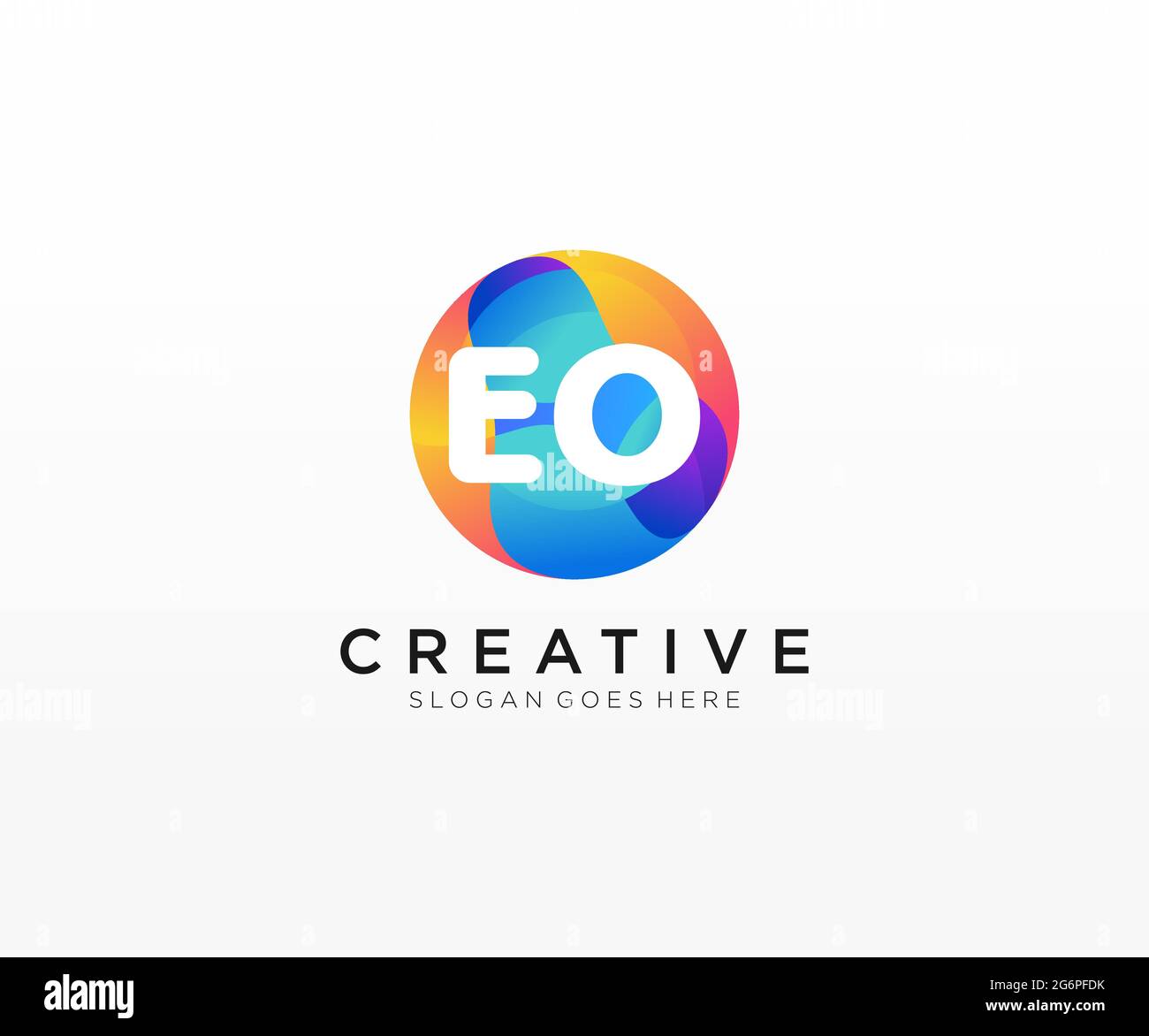 EOnitial logo With Colorful Circle template Stock Vector
