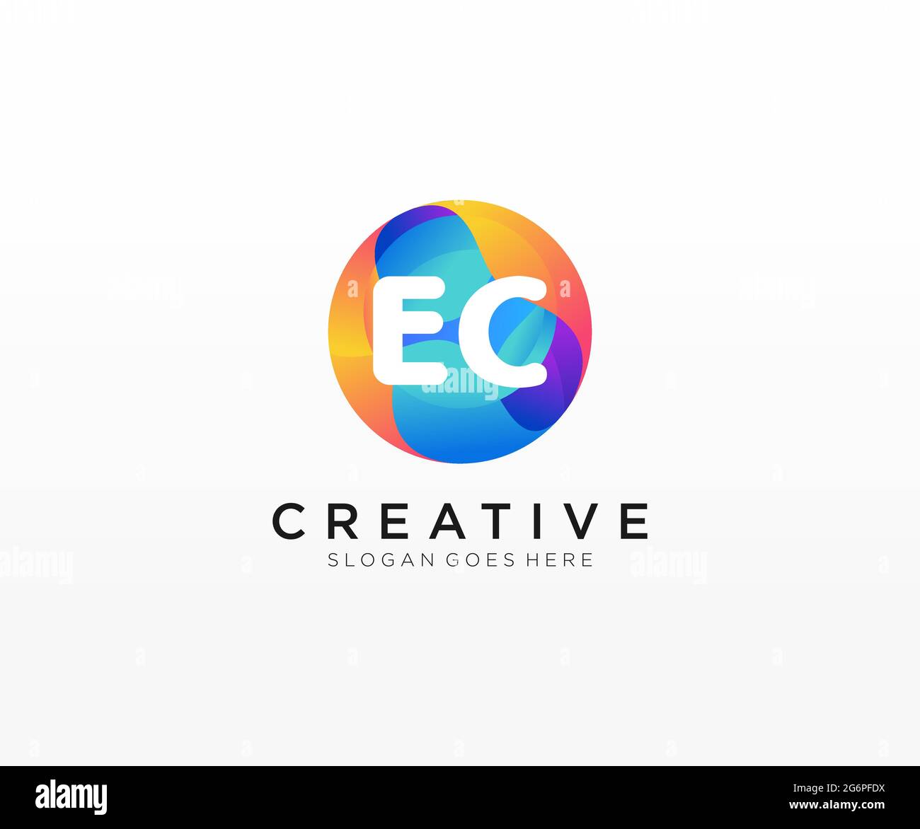 EC initial logo With Colorful Circle template Stock Vector