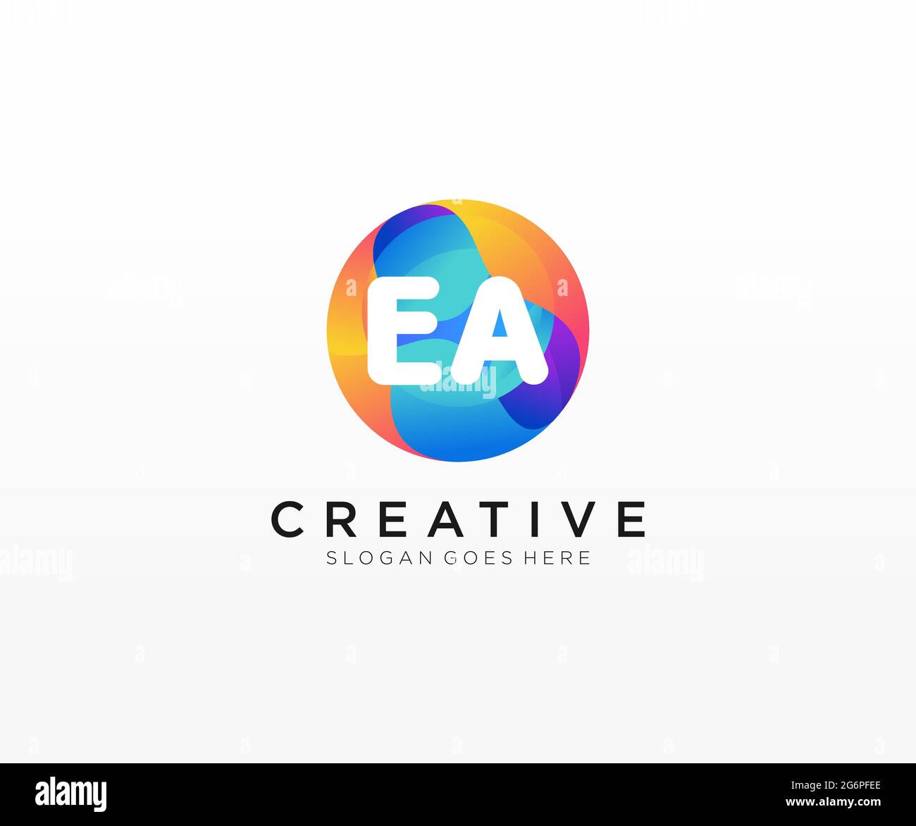 EA initial logo With Colorful Circle template Stock Vector