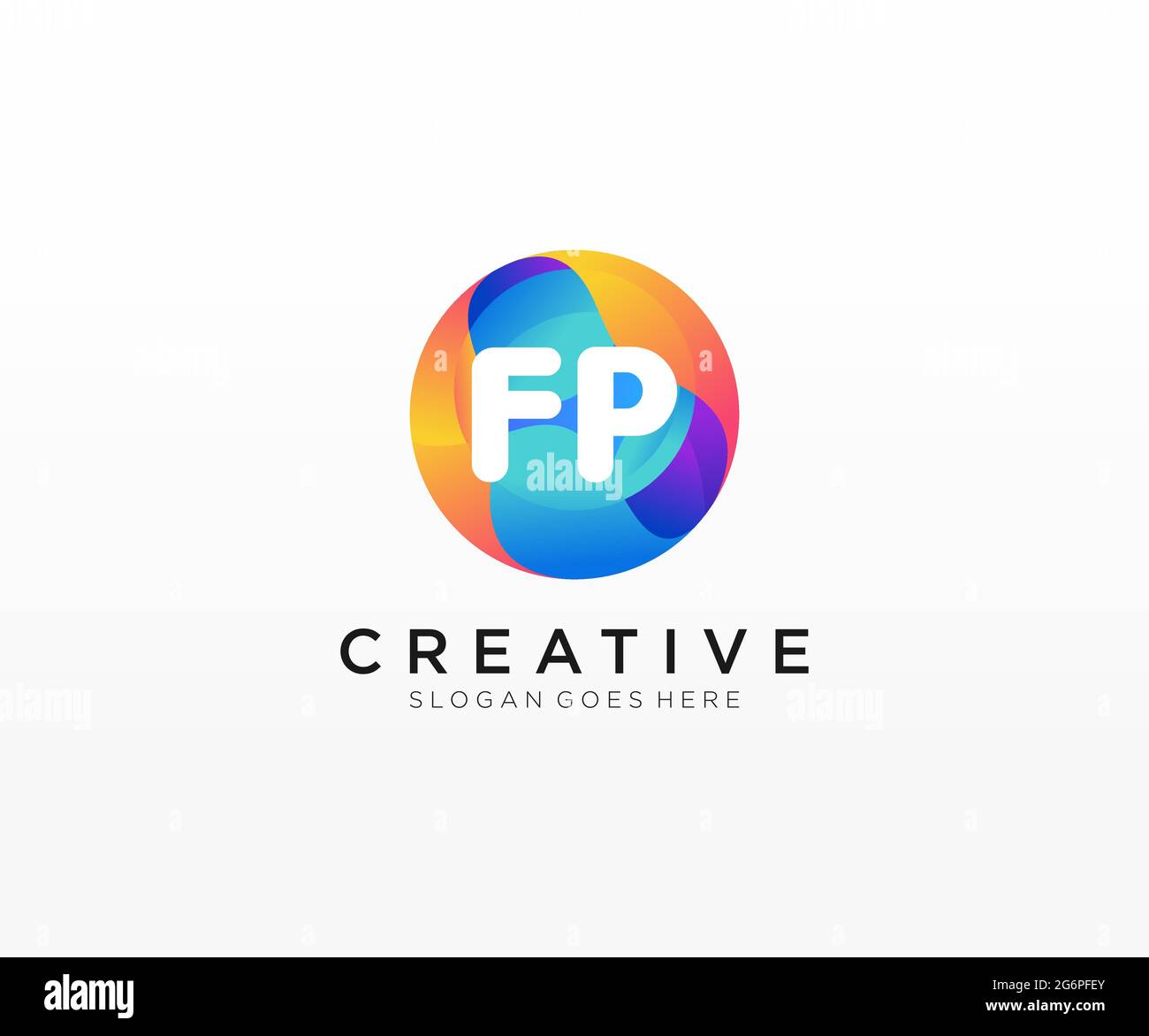 FP initial logo With Colorful Circle template Stock Vector