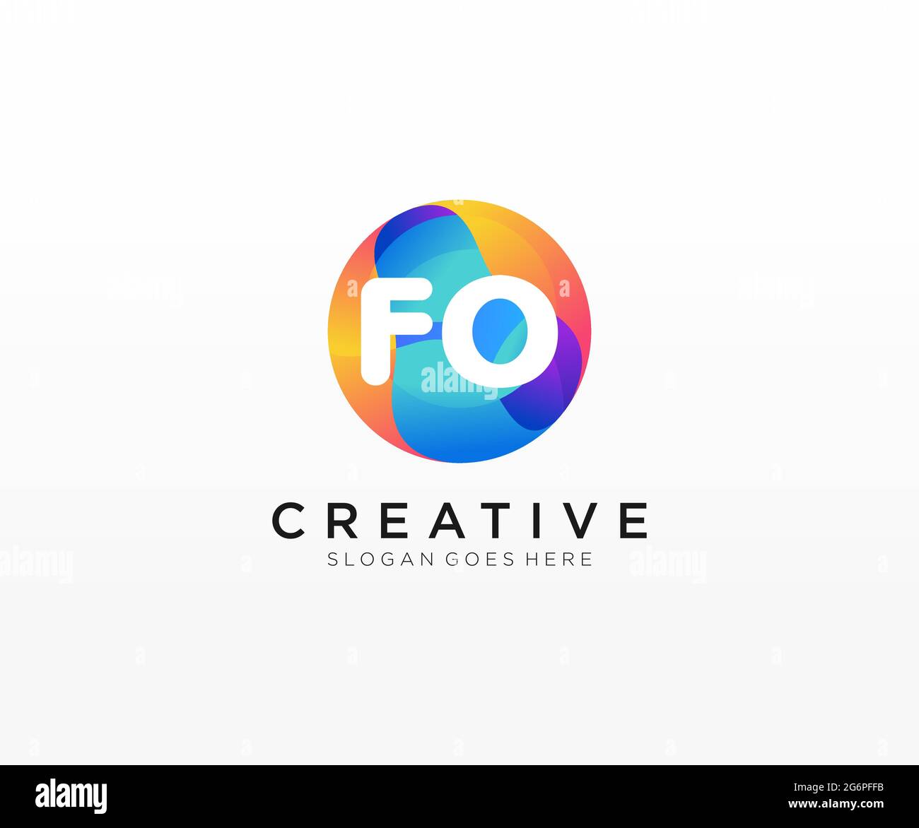 FO initial logo With Colorful Circle template Stock Vector