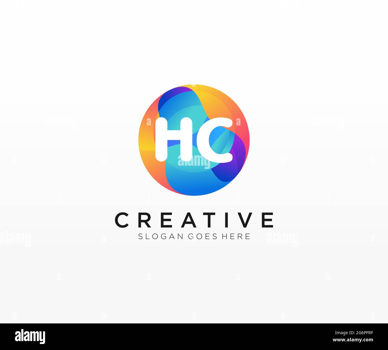 HC initial logo With Colorful Circle template Stock Vector