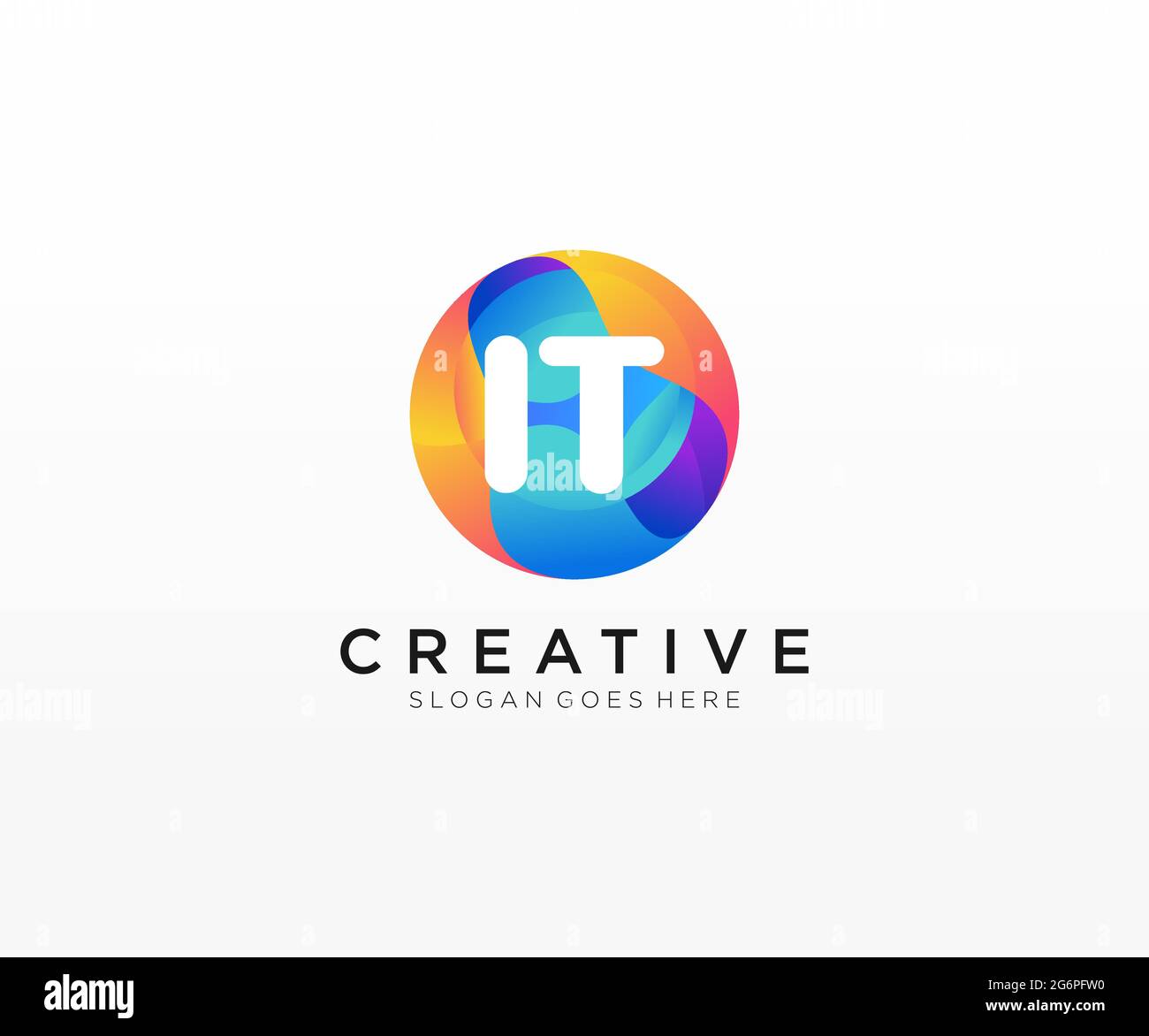 IT initial logo With Colorful Circle template Stock Vector