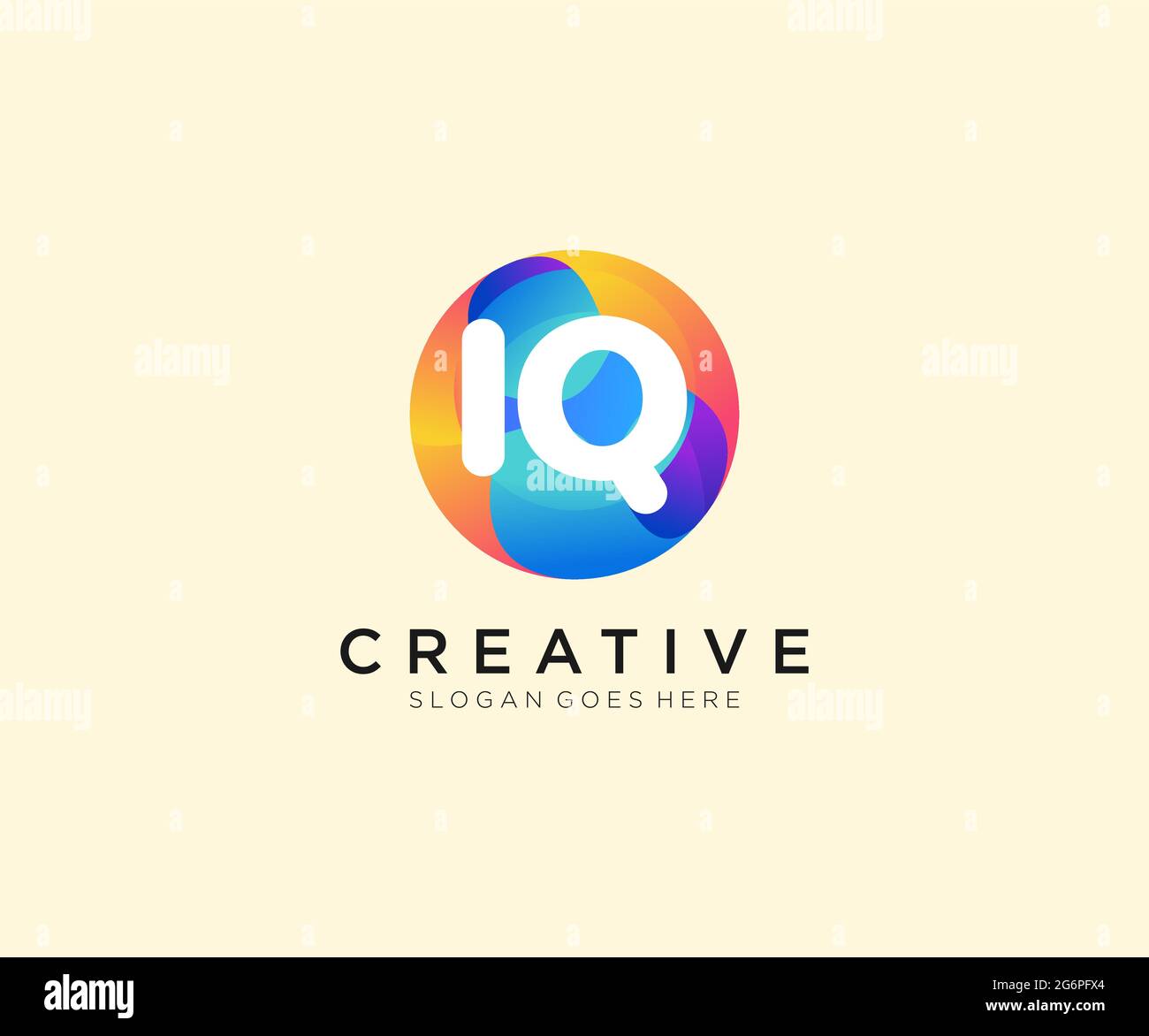 IQ initial logo With Colorful Circle template Stock Vector