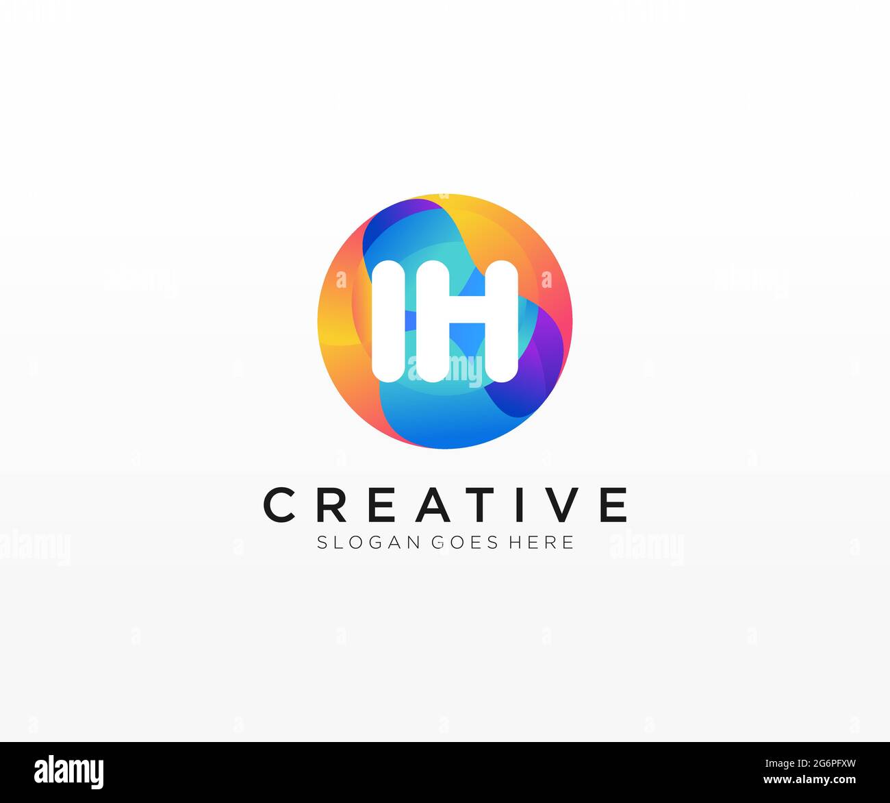 IH initial logo With Colorful Circle template Stock Vector