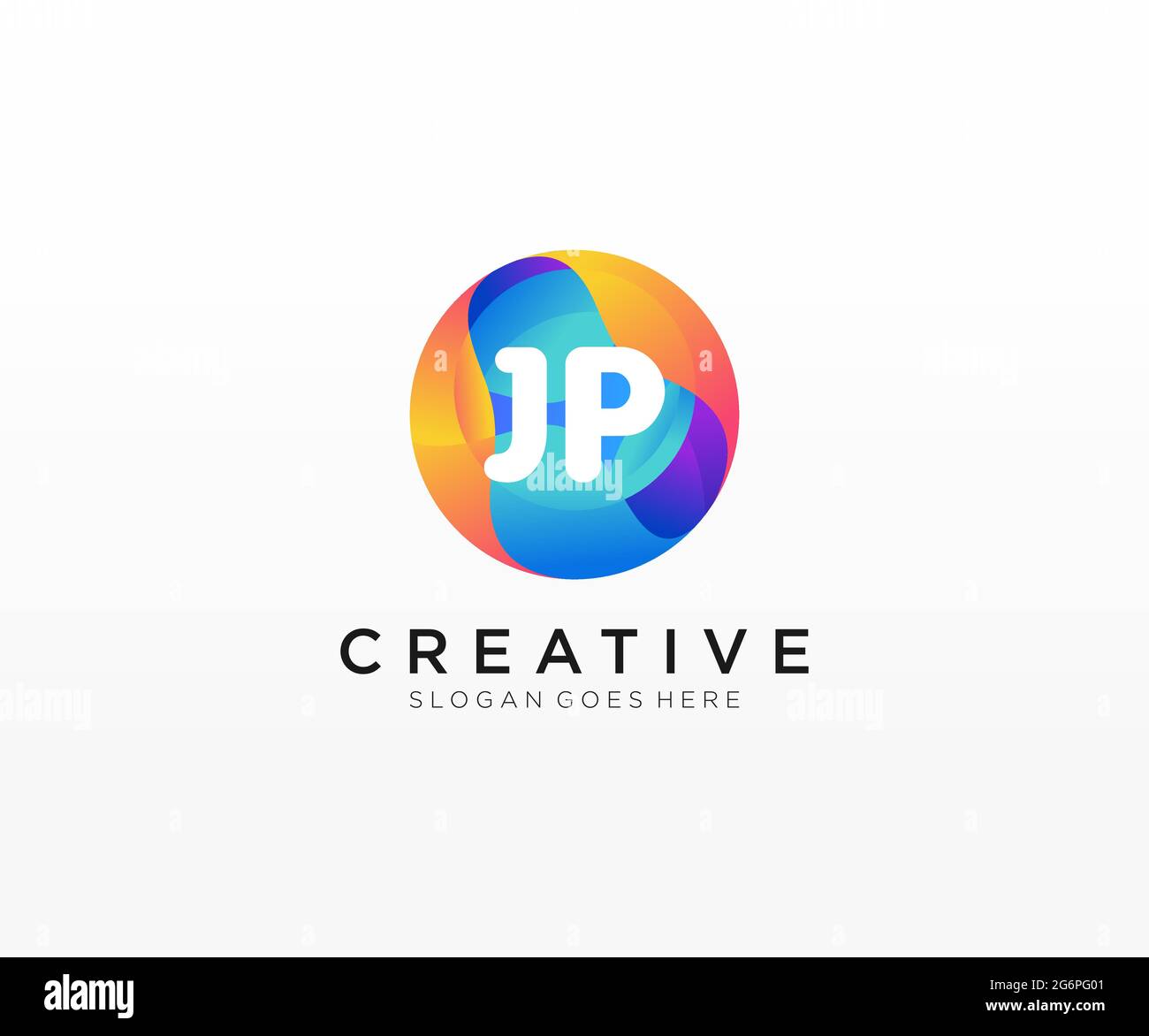 JP initial logo With Colorful Circle template Stock Vector