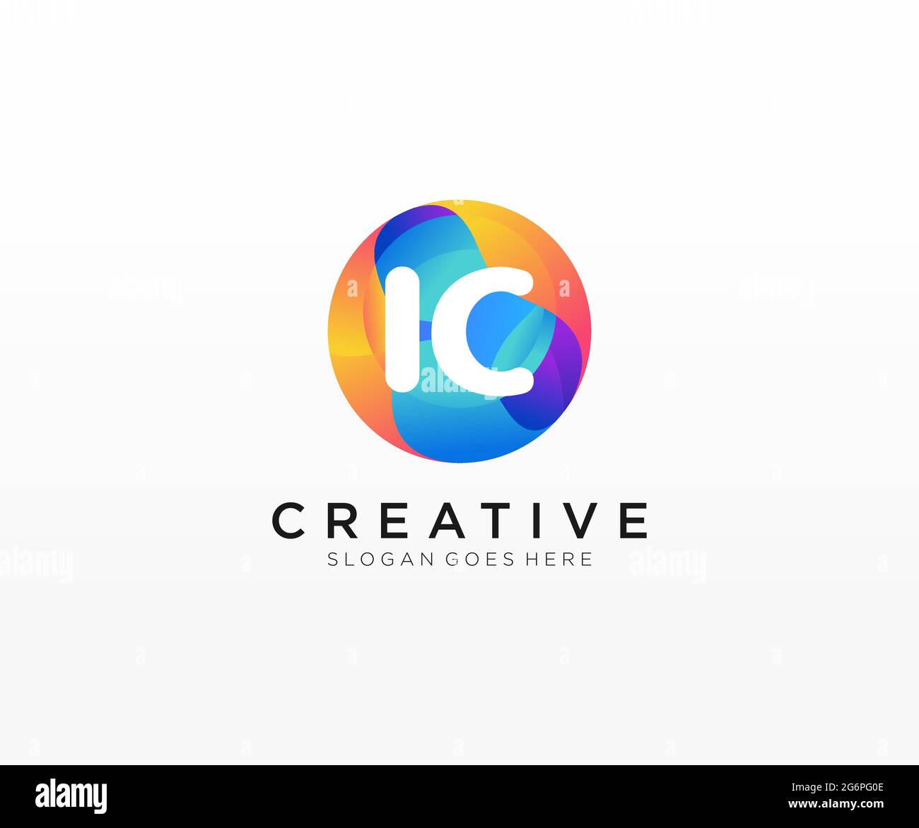 IC initial logo With Colorful Circle template Stock Vector