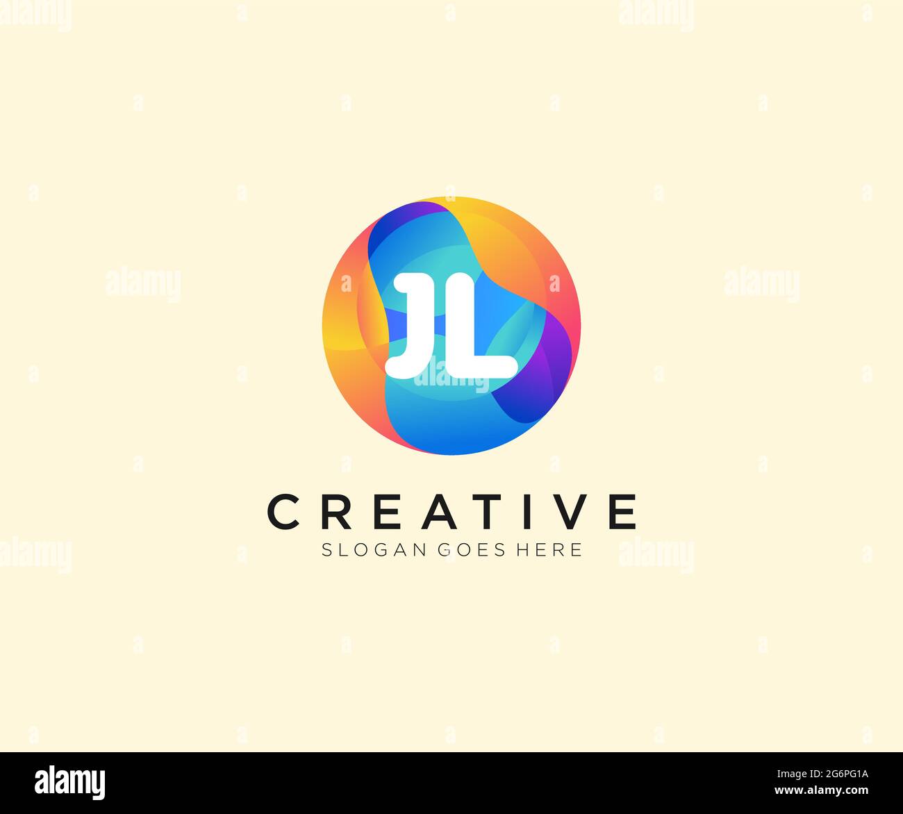 JL initial logo With Colorful Circle template Stock Vector