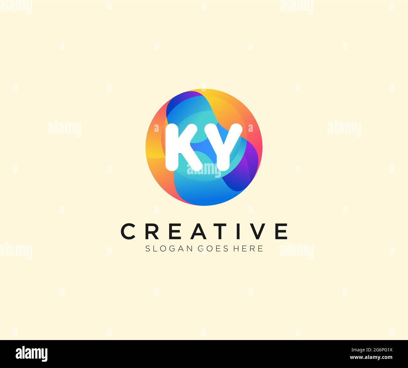 KY initial logo With Colorful Circle template Stock Vector