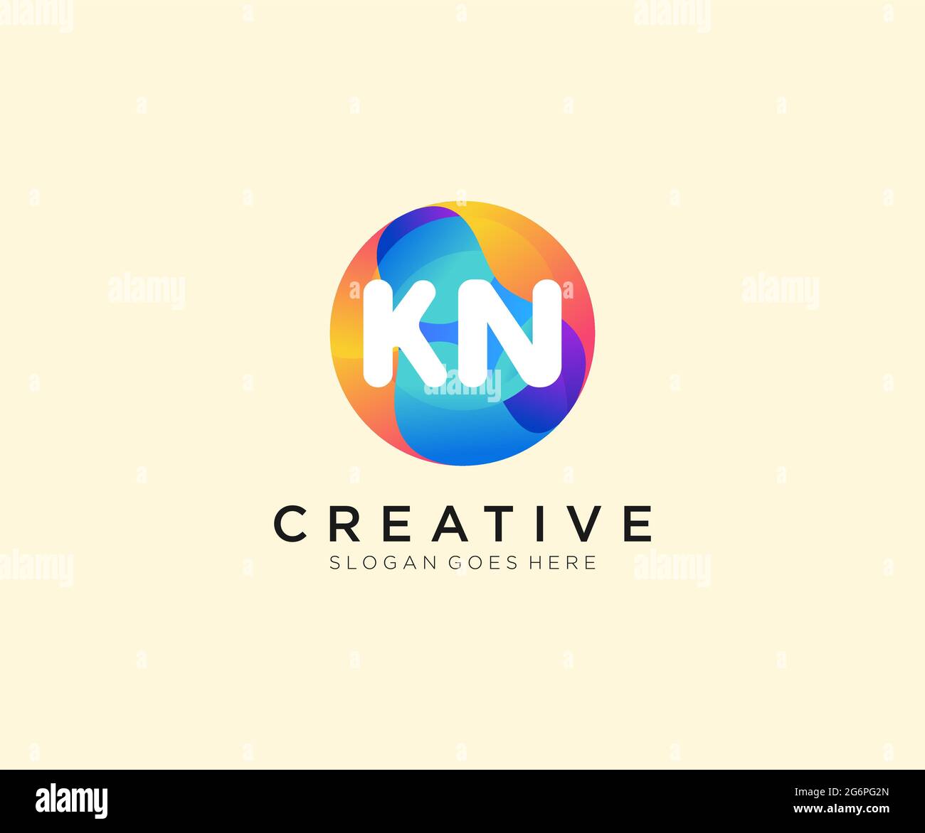KN initial logo With Colorful Circle template Stock Vector