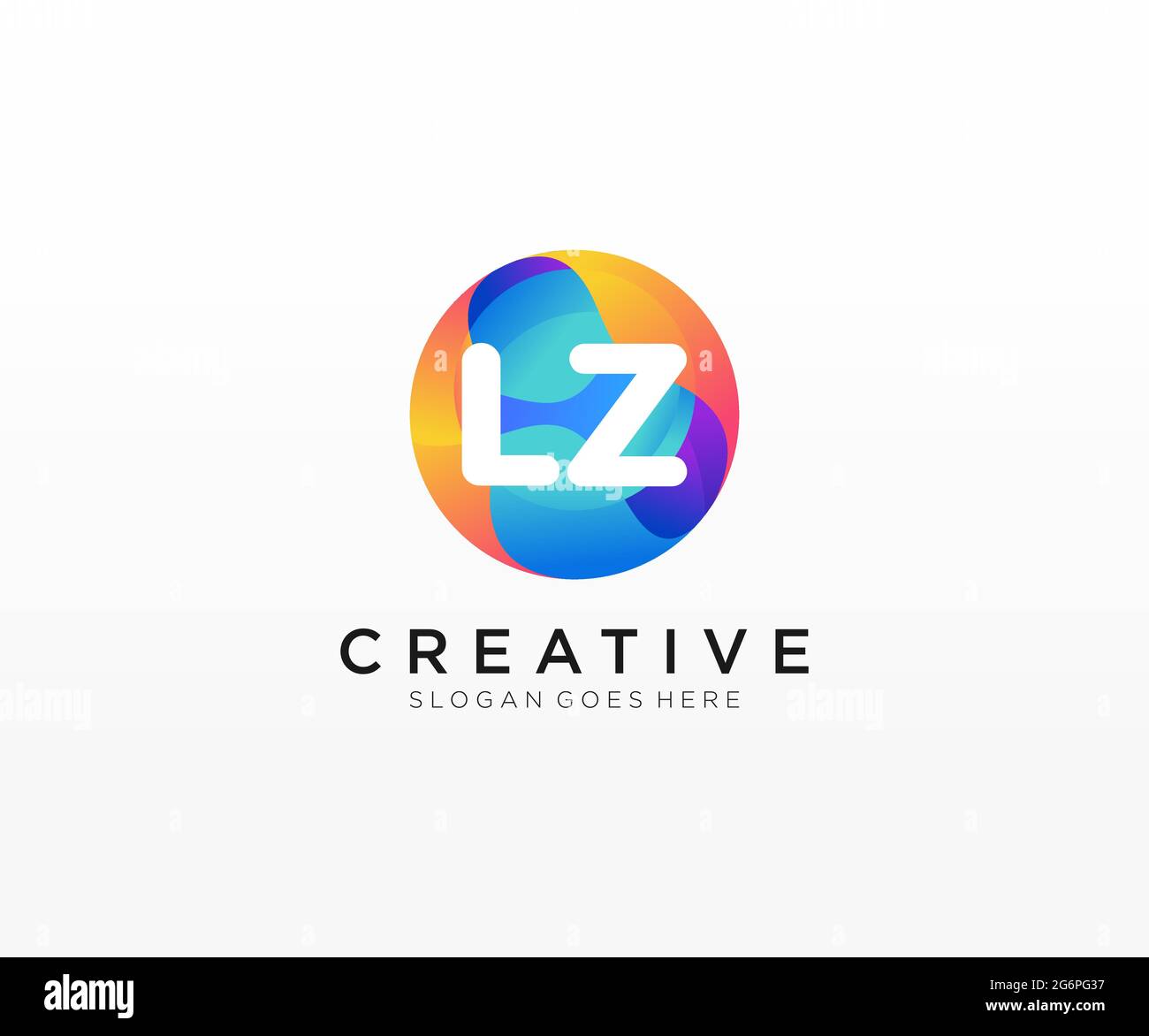 LZ initial logo With Colorful Circle template Stock Vector