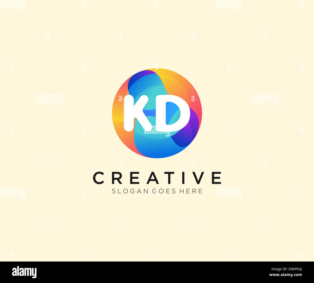 KD initial logo With Colorful Circle template Stock Vector