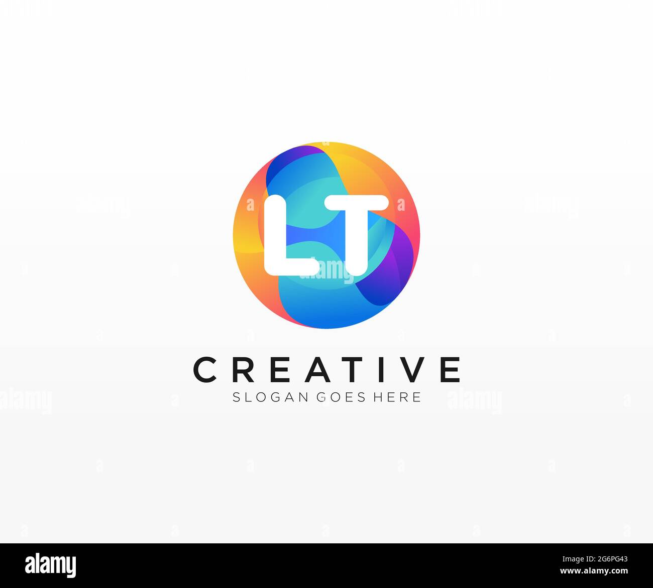LT initial logo With Colorful Circle template Stock Vector