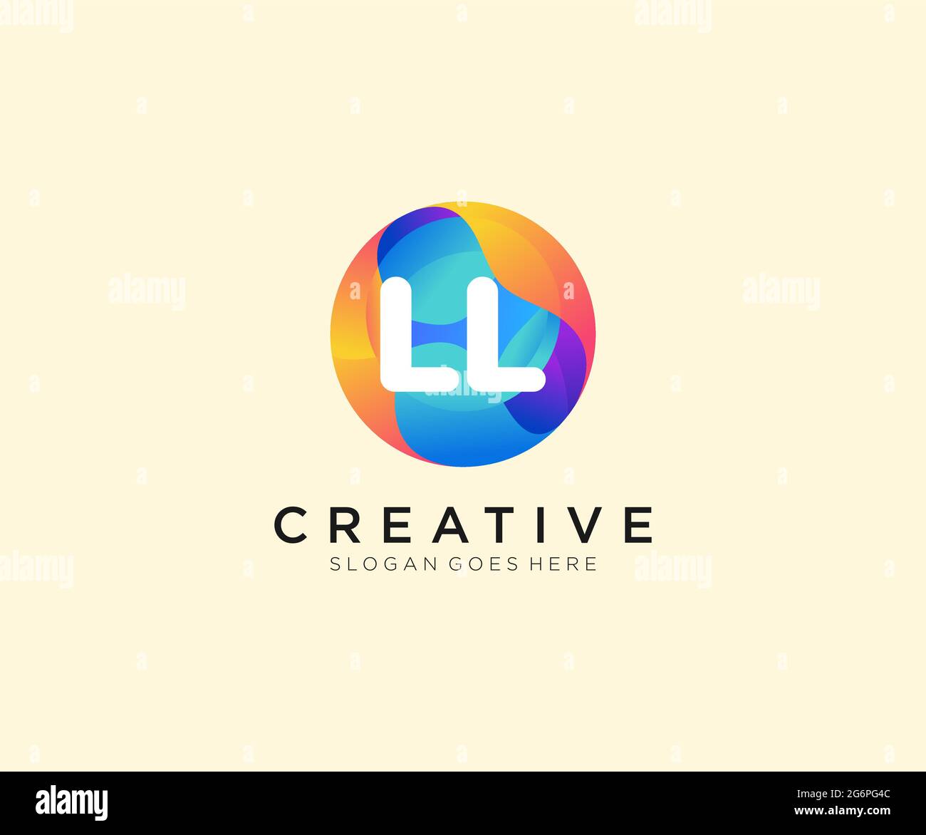 LL initial logo With Colorful Circle template Stock Vector