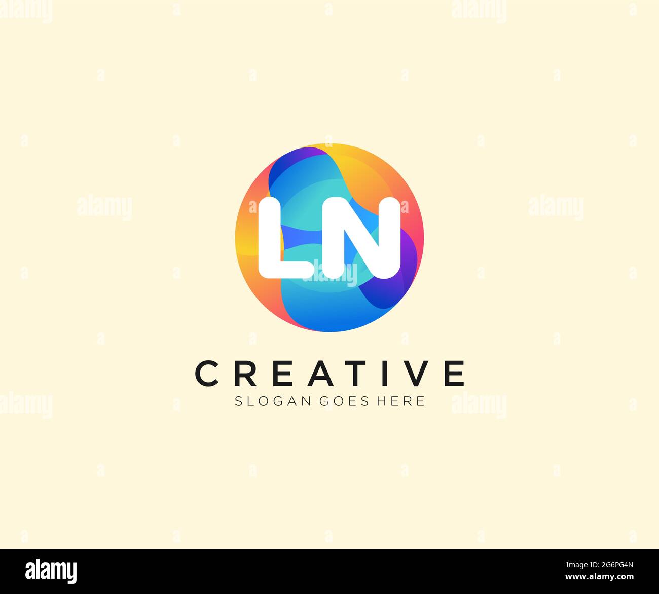 LN initial logo With Colorful Circle template Stock Vector
