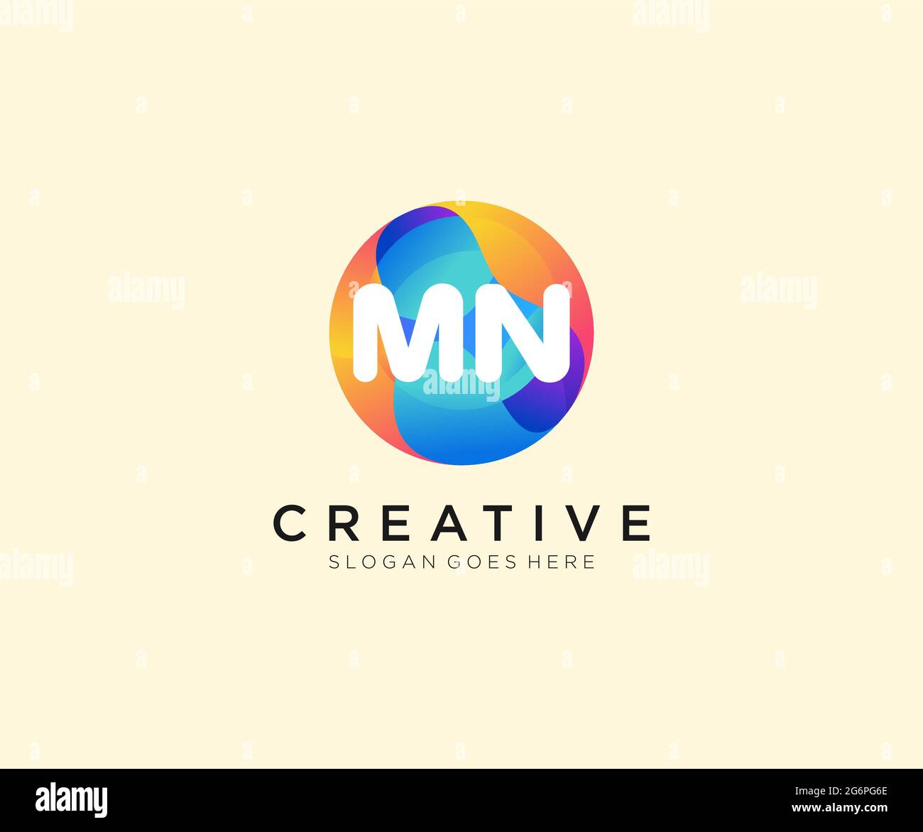 MN initial logo With Colorful Circle template Stock Vector