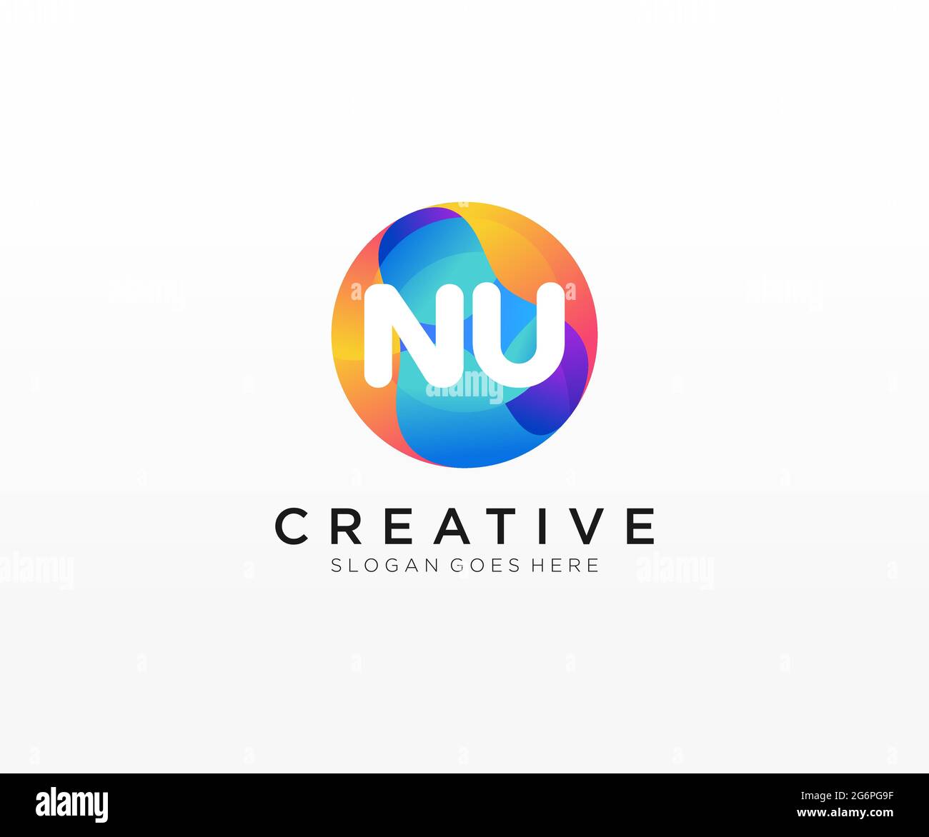 NU initial logo With Colorful Circle template Stock Vector