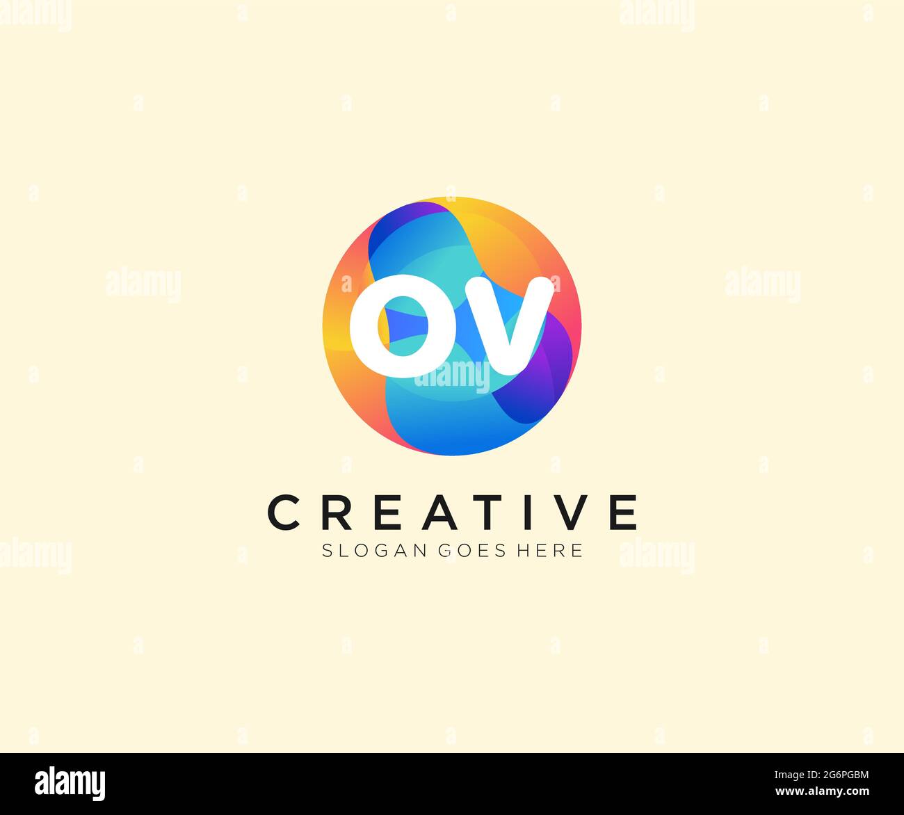 OV initial logo With Colorful Circle template Stock Vector
