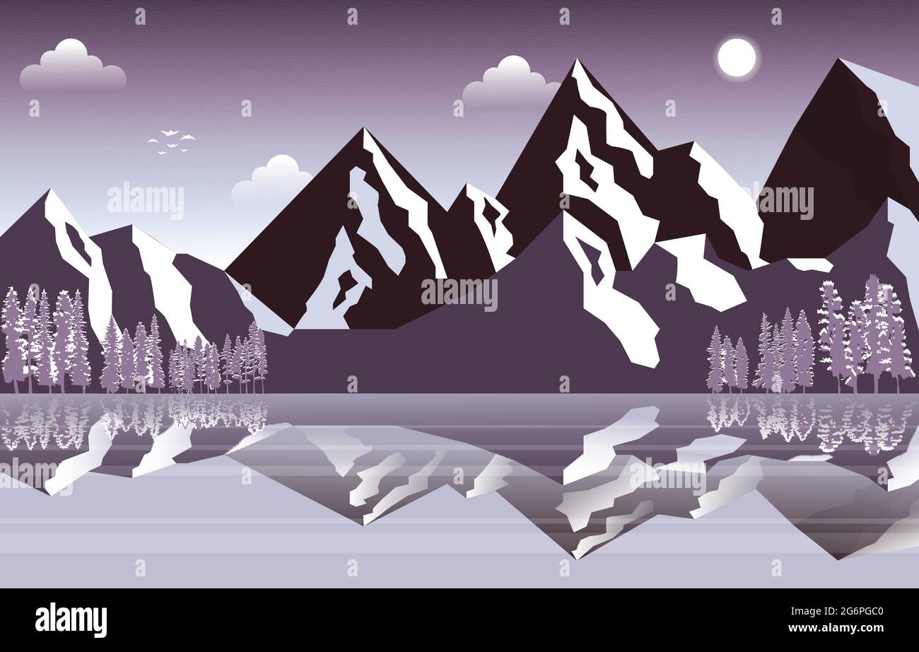 Frozen Lake Winter Ice Mountain Pine Nature Landscape Illustration Stock  Vector Image & Art - Alamy