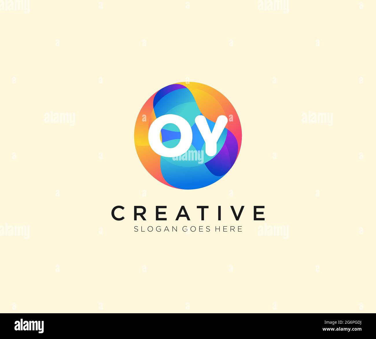 OY initial logo With Colorful Circle template Stock Vector