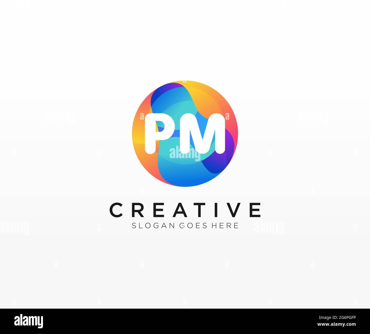 PM initial logo With Colorful Circle template Stock Vector