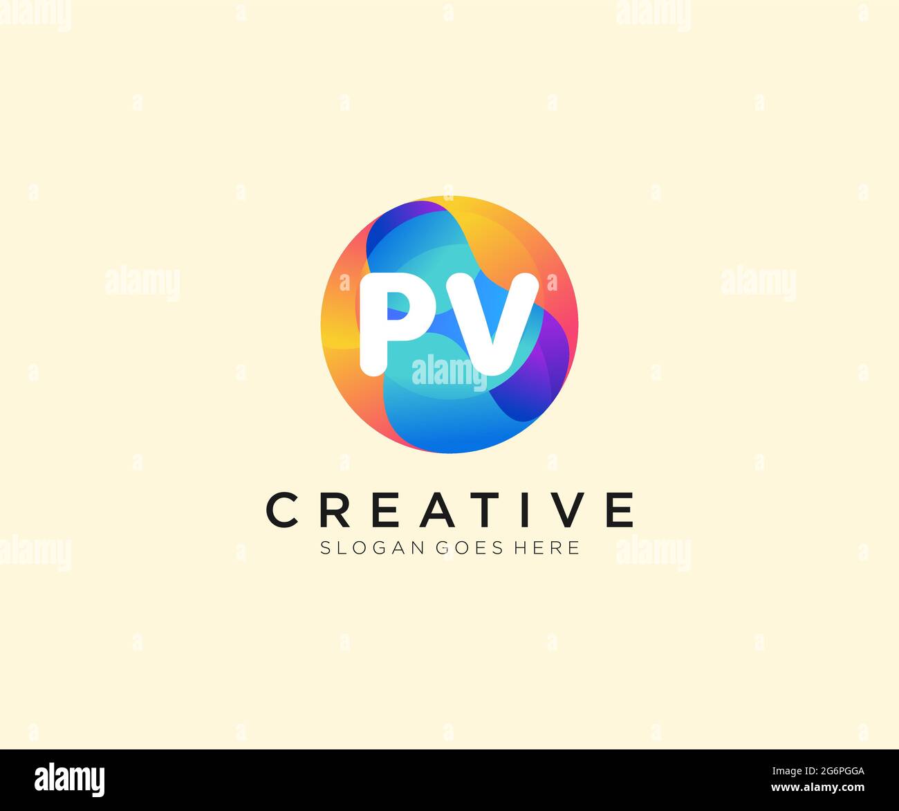 PV initial logo With Colorful Circle template Stock Vector