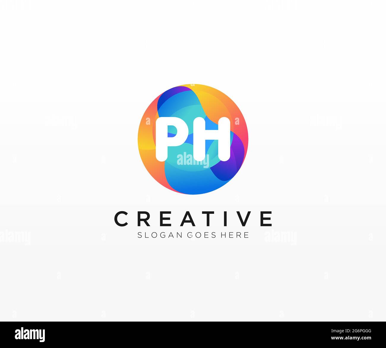 PHinitial logo With Colorful Circle template Stock Vector