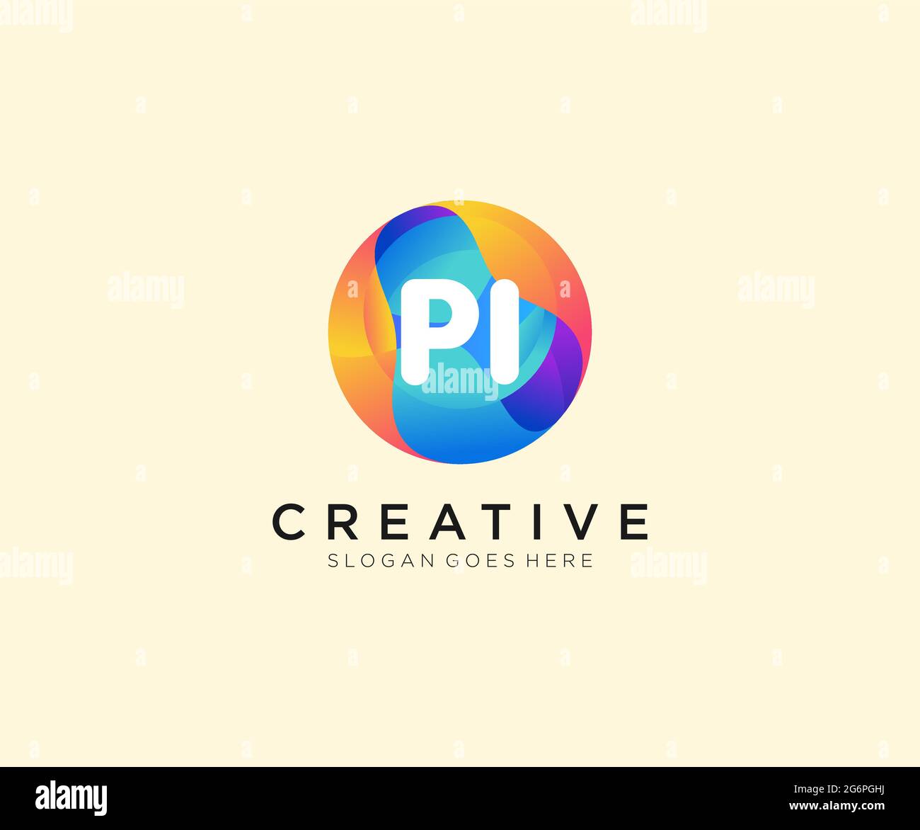 PIinitial logo With Colorful Circle template Stock Vector