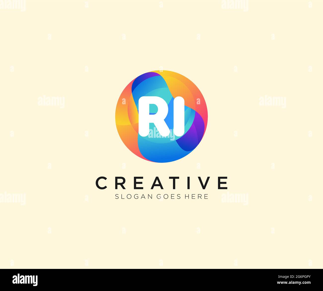 RI initial logo With Colorful Circle template Stock Vector