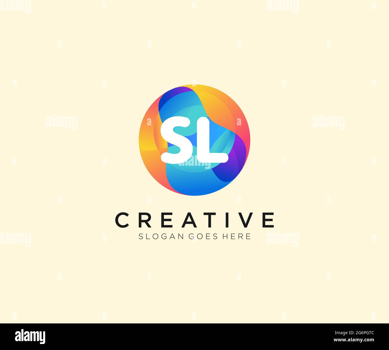 SL initial logo With Colorful Circle template Stock Vector