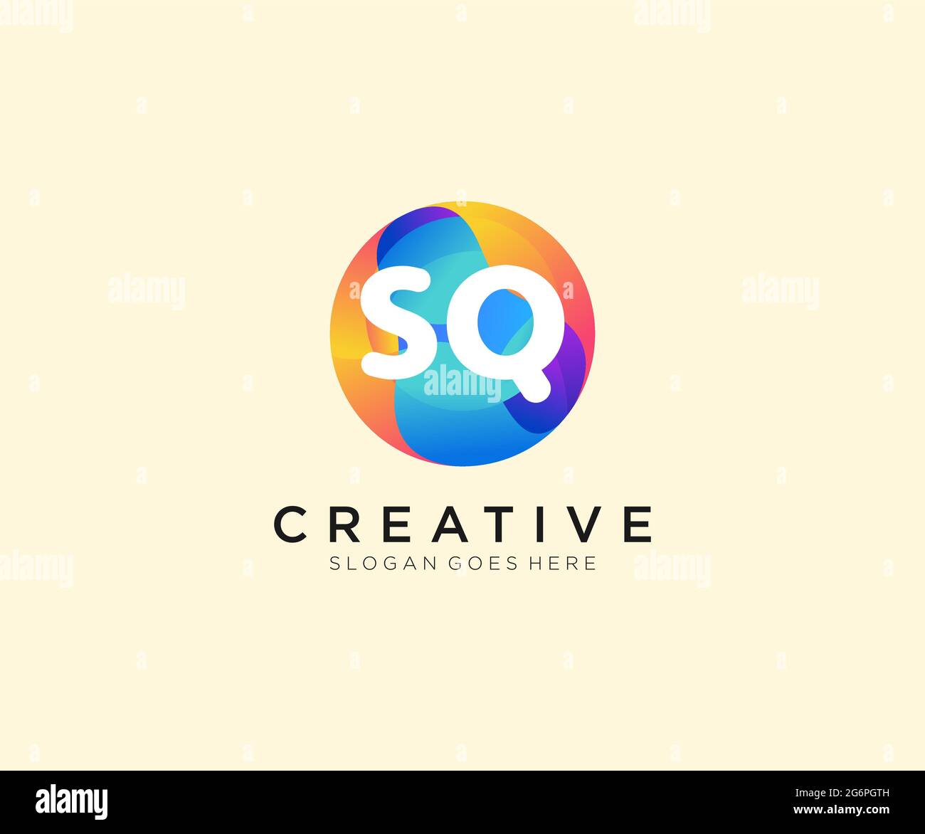 SQ initial logo With Colorful Circle template Stock Vector