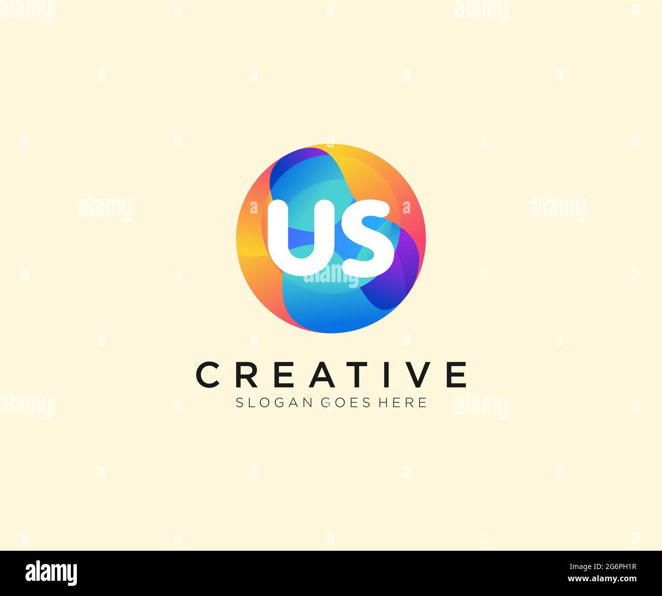 US initial logo With Colorful Circle template Stock Vector