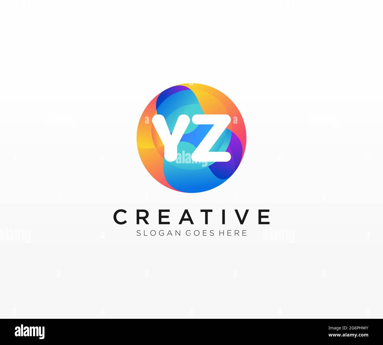 YZ initial logo With Colorful Circle template Stock Vector Image & Art ...