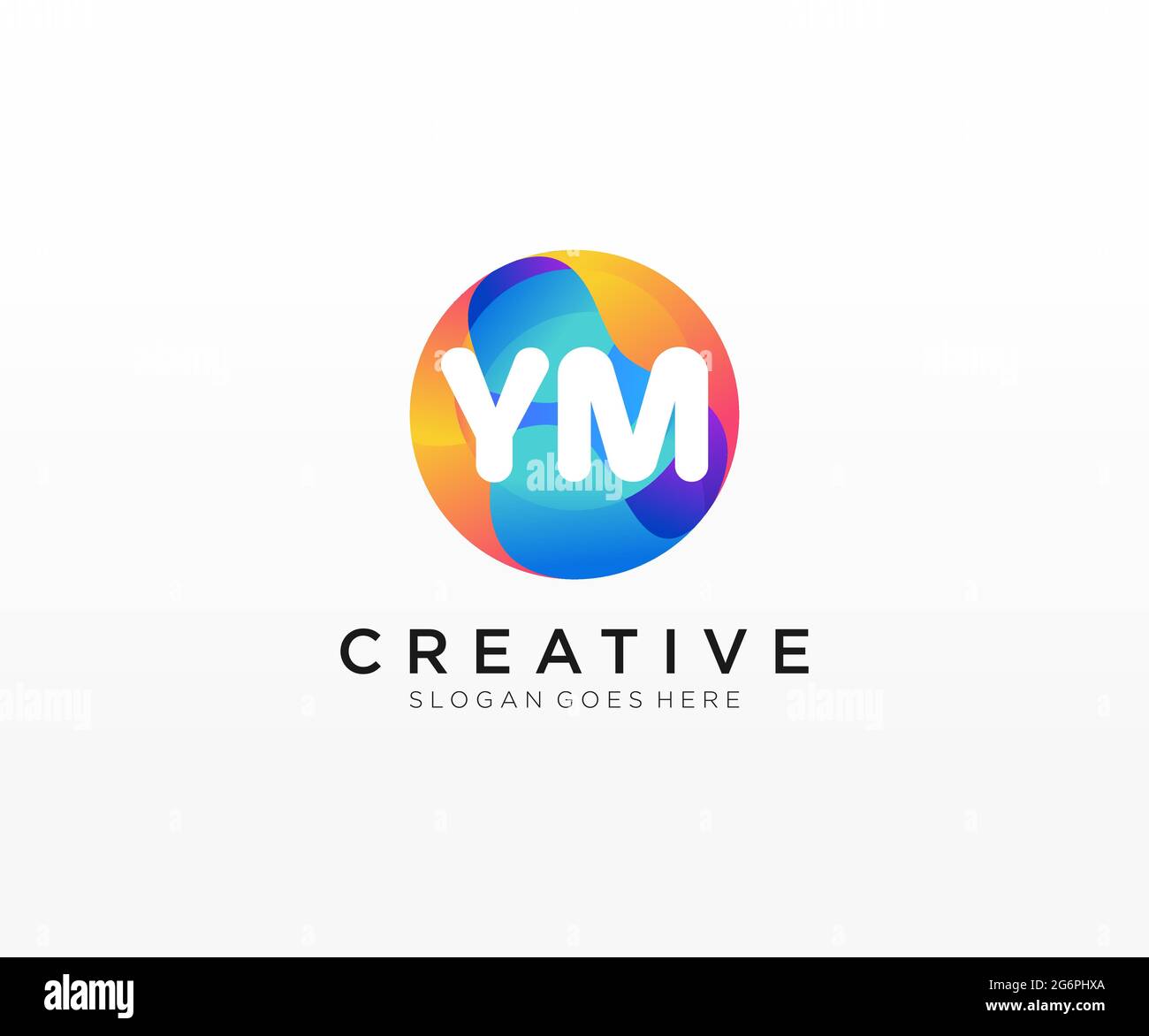 YM initial logo With Colorful Circle template Stock Vector
