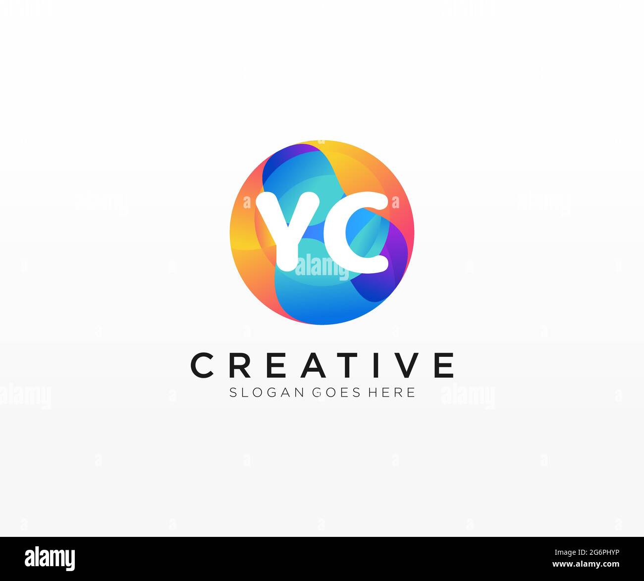 YC initial logo With Colorful Circle template Stock Vector Image & Art