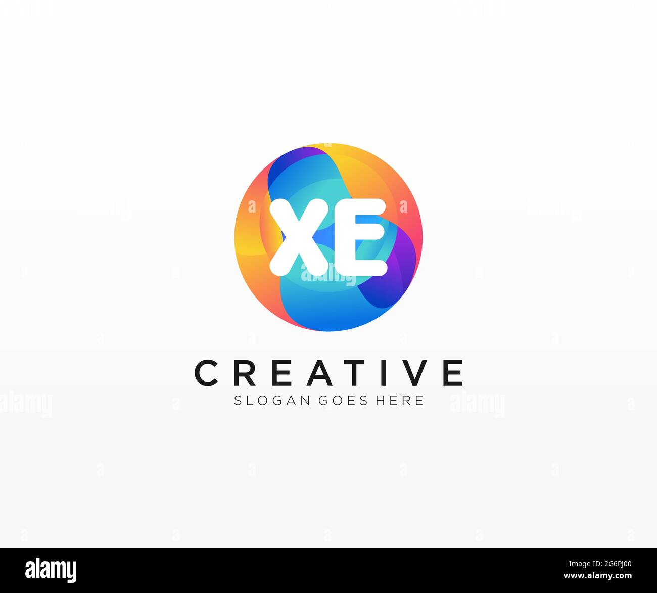 XE initial logo With Colorful Circle template Stock Vector