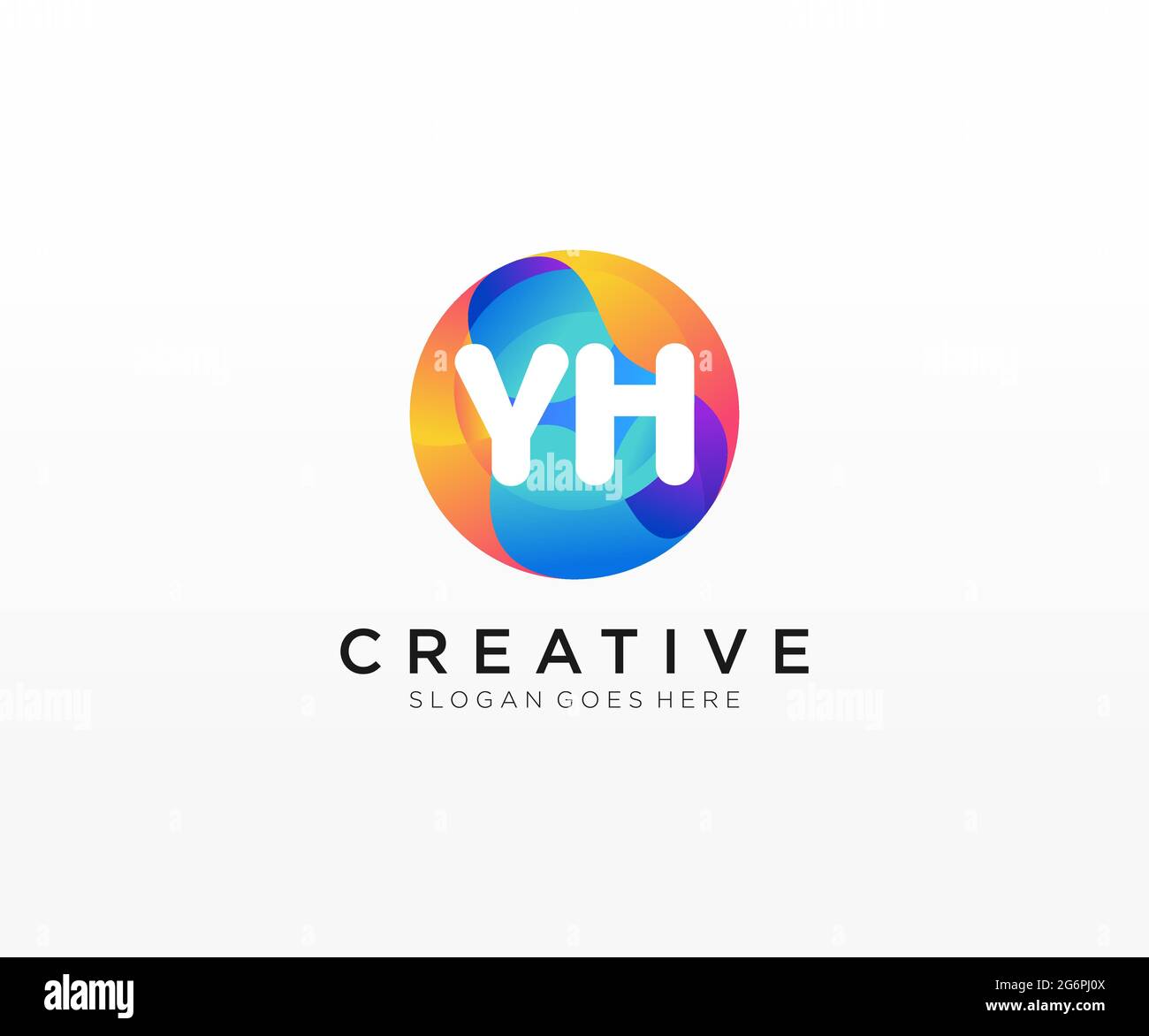 YH initial logo With Colorful Circle template Stock Vector