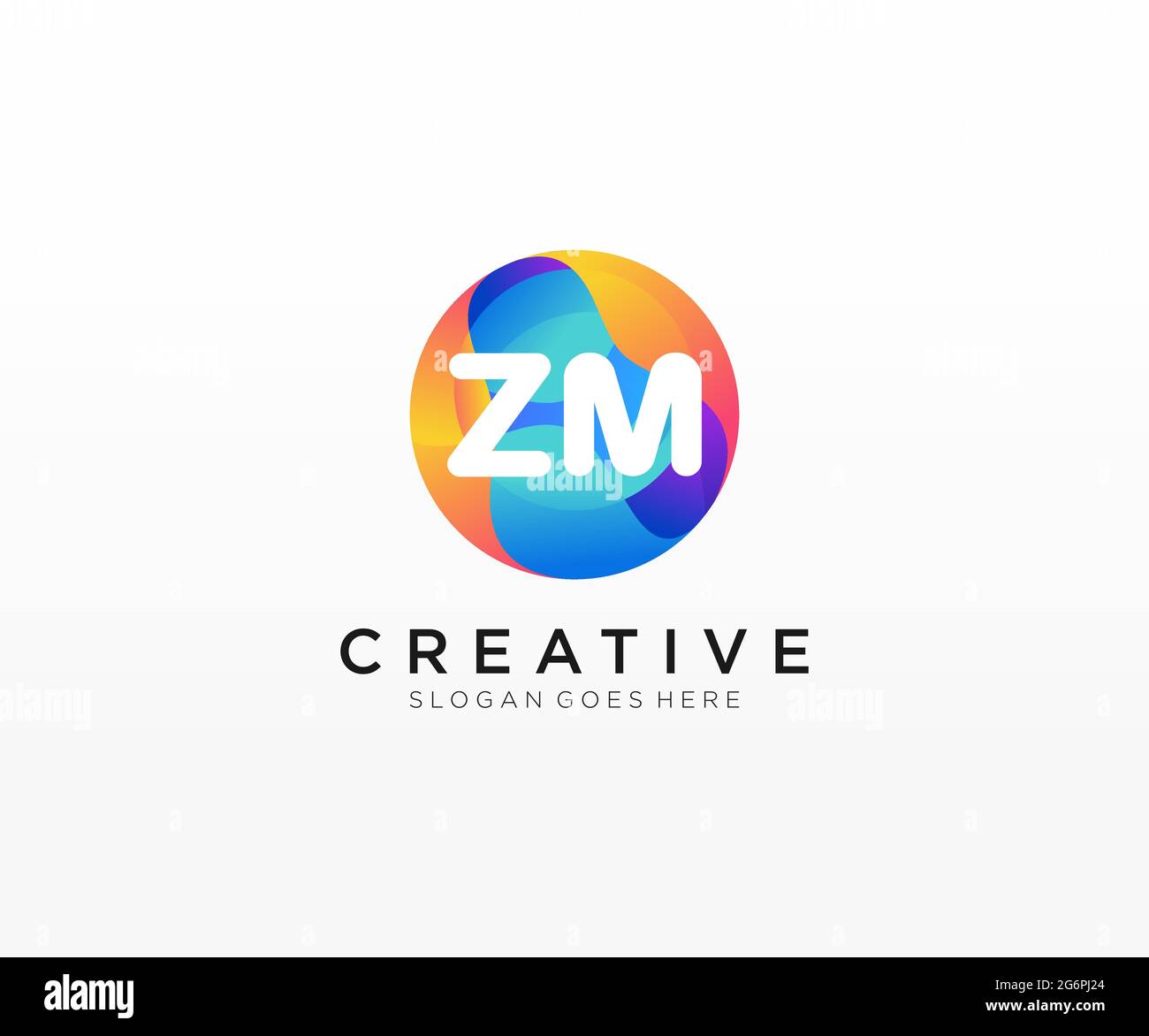 ZM initial logo With Colorful Circle template Stock Vector
