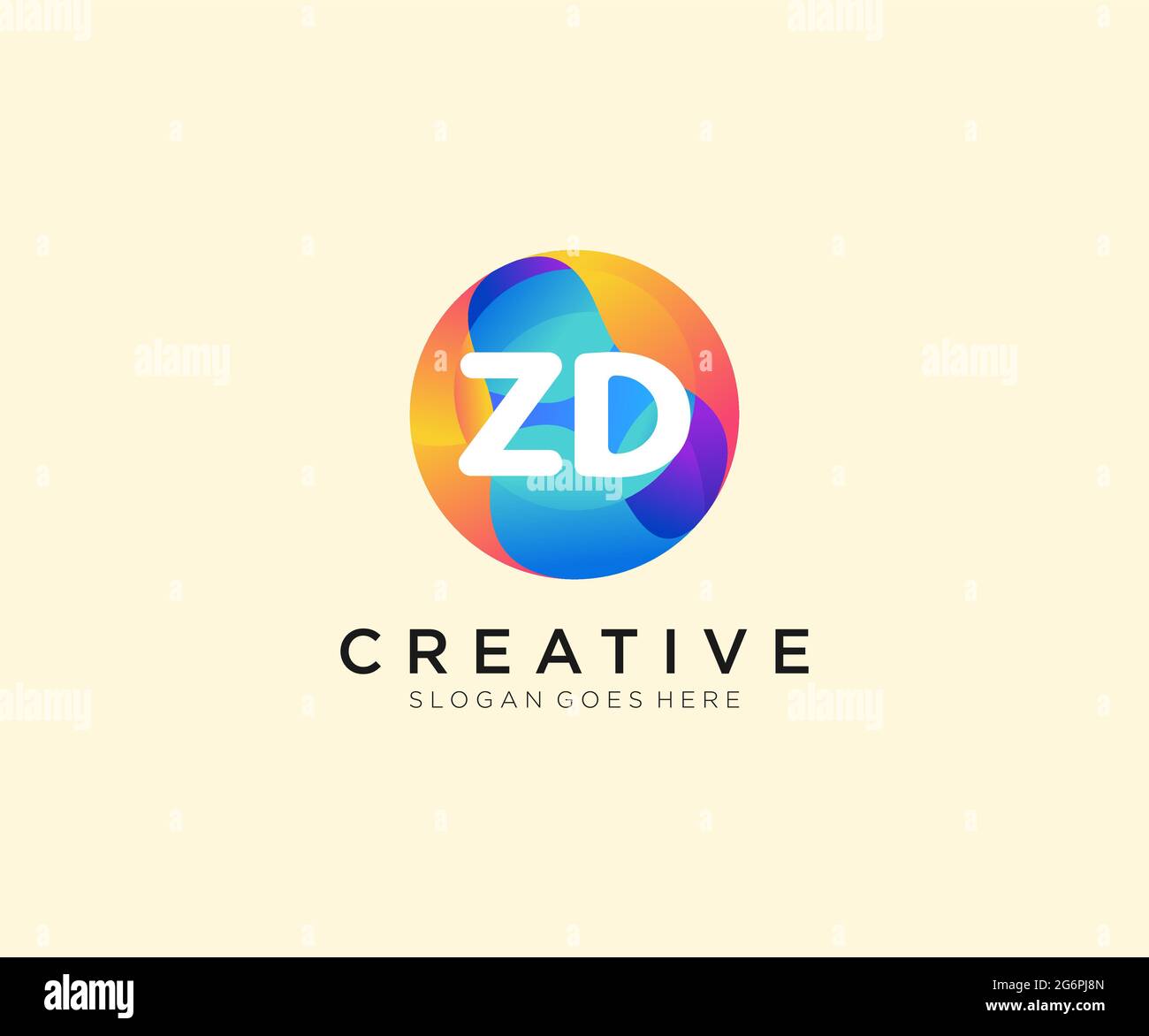 ZD initial logo With Colorful Circle template Stock Vector