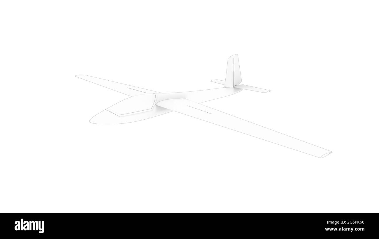 3D rendering of a glider airplane isolated on a white background Stock