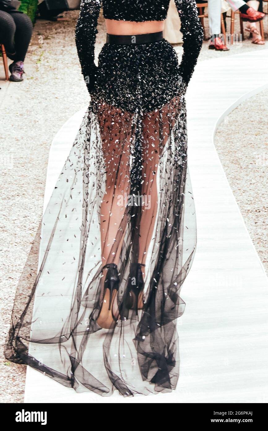 Paris, France, 7th July 2021.A model walks the runway during the Zuhair Murad Couture Haute Couture Fall/Winter 2021/2022 show as part of Paris Fashion Week on July 7, 2021 in Paris, France. Photo by Jana Call me J/ABACAPRESS.COM Stock Photo