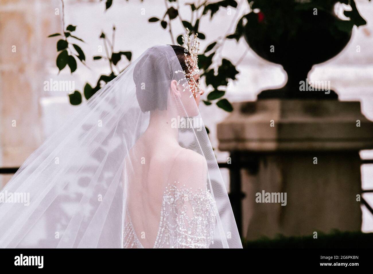 Paris, France, 7th July 2021.A model walks the runway during the Zuhair Murad Couture Haute Couture Fall/Winter 2021/2022 show as part of Paris Fashion Week on July 7, 2021 in Paris, France. Photo by Jana Call me J/ABACAPRESS.COM Stock Photo