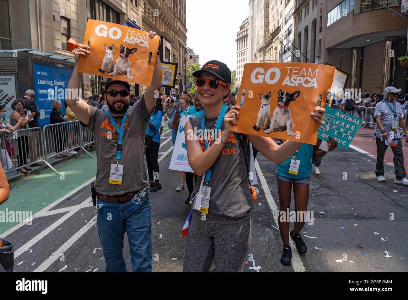 NEW YORK, NY - JULY 07: ASPCA members march in the 