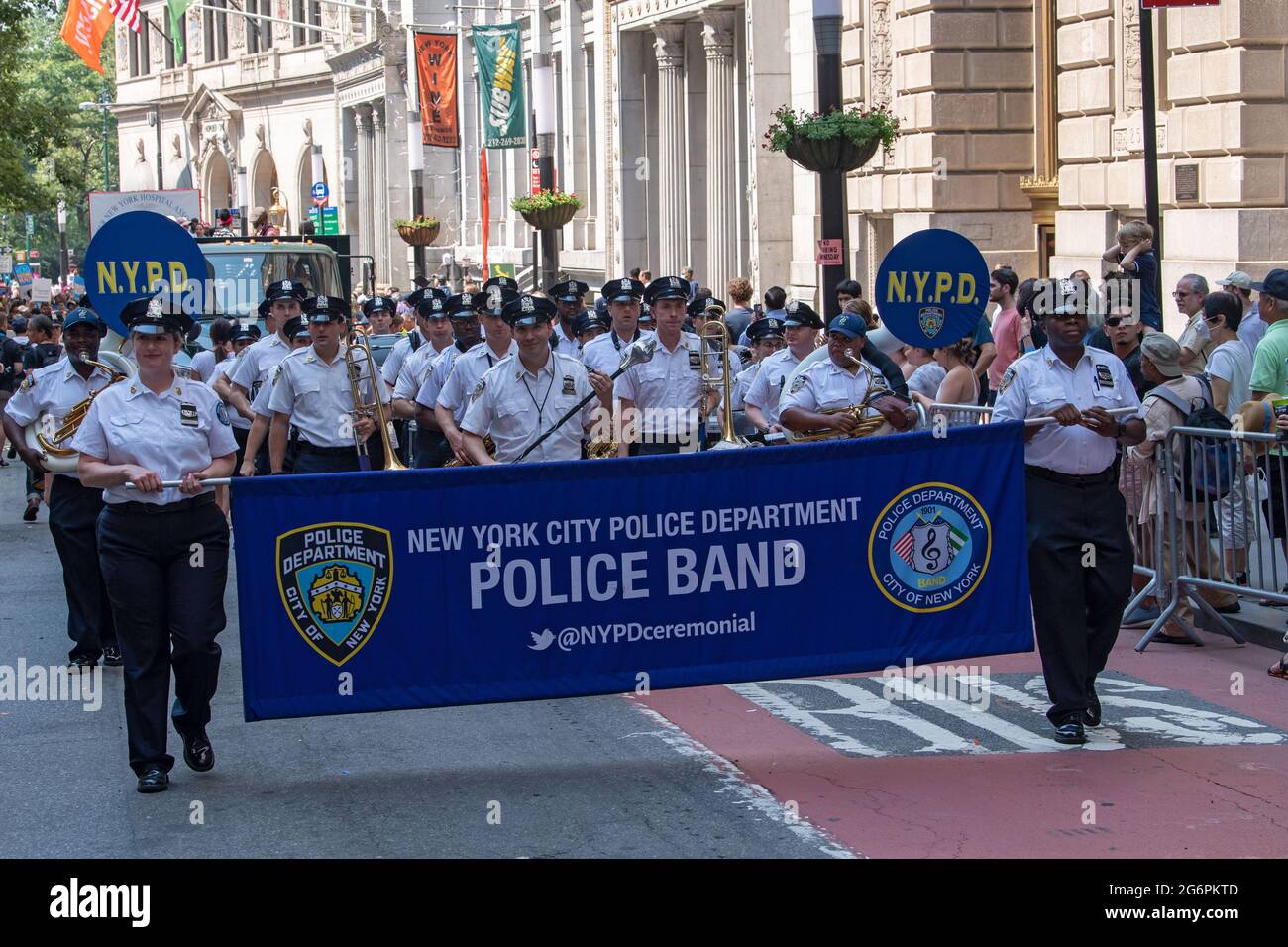 NEW YORK, NY - JULY 07: New York City Police Department band march in ...