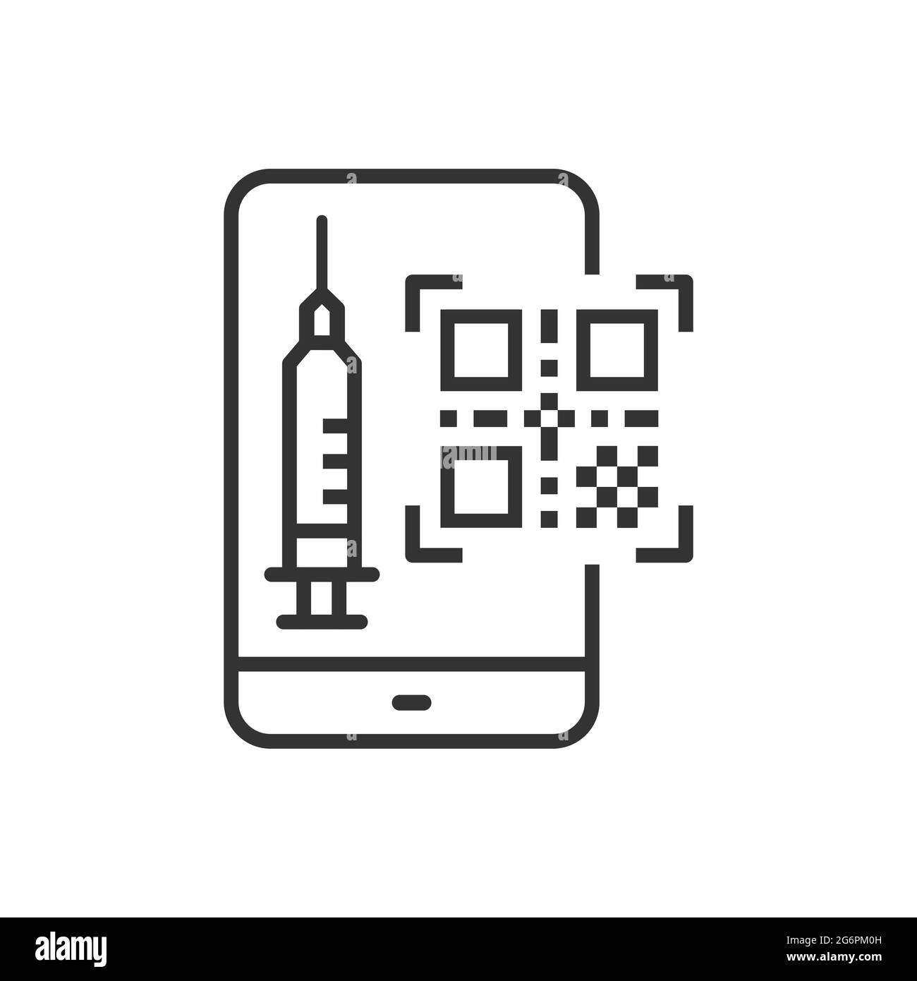 QR code vaccination line icon. Vector illustration on white background. Stock Vector